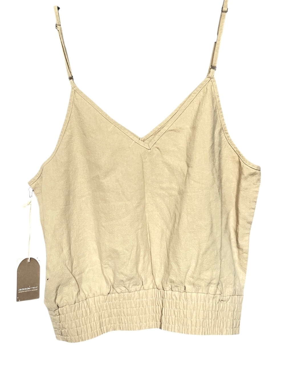 Jackson Rowe Tank Top 55% Linen Size XL Unbleached Skinny Straps